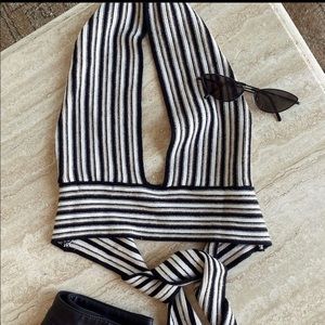 Stripe Halter Crop Top